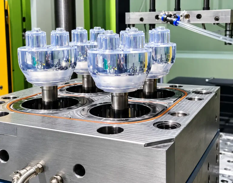 LSR compression molding process showing silicone material loaded into heated mold